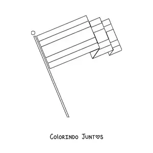 Desenho para colorir da bandeira da Costa Rica em um mastro