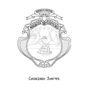 Desenho para colorir do brasão da bandeira da Costa Rica