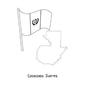 Desenho para colorir da bandeira da Guatemala com mapa