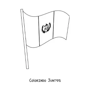 Desenho para colorir da bandeira da Guatemala tremulando em um mastro