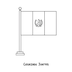 Desenho para colorir da bandeira da Guatemala em um mastro