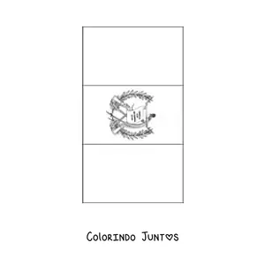 Desenho para colorir da bandeira da Guatemala vertical com brasão