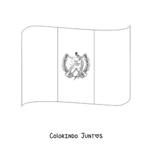 Desenho para colorir da bandeira da Guatemala tremulando com brasão