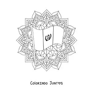 Desenho para colorir da bandeira da Guatemala com mandala