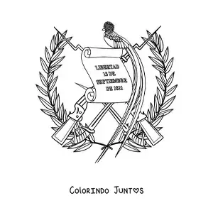 Desenho para colorir do brasão da bandeira da Guatemala