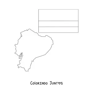 Desenho para colorir da bandeira do Equador sem brasão com mapa