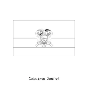 Desenho para colorir da bandeira do Equador horizontal com brasão