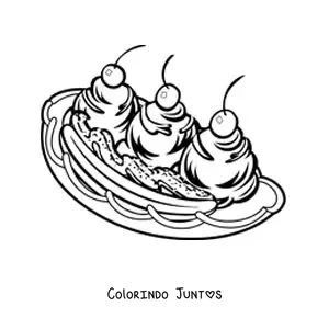 Desenho para colorir de um sorvete banana split