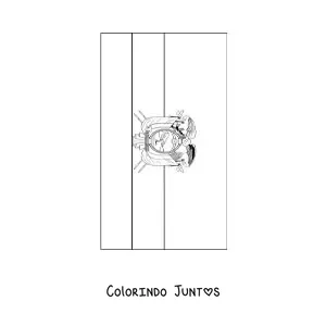 Desenho para colorir da bandeira do Equador vertical com brasão