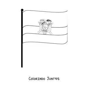 Desenho para colorir da bandeira do Equador em um mastro