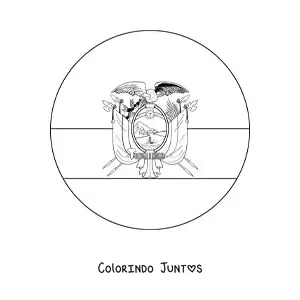 Desenho para colorir da bandeira do Equador em emoji redondo