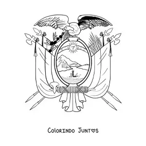 Desenho para colorir do brasão da bandeira do Equador