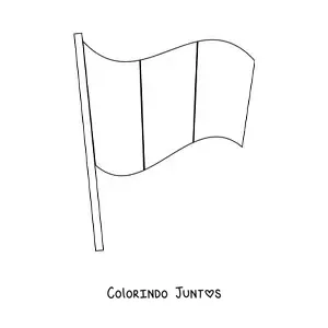 Desenho para colorir da bandeira da França tremulando em um mastro