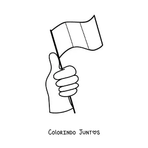 Desenho para colorir de uma mão segurando a bandeira da França
