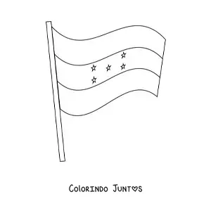 Desenho para colorir da bandeira de Honduras tremulando em um mastro