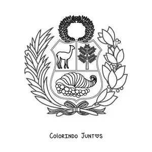 Desenho para colorir do brasao da bandeira do Peru