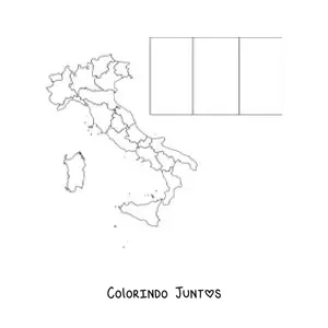 Desenho para colorir da bandeira da Itália com mapa