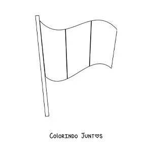Desenho para colorir da bandeira da Itália tremulando em um mastro