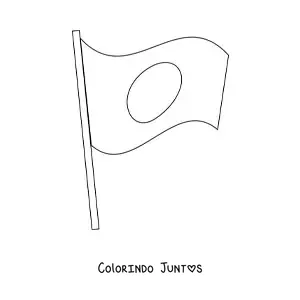 Desenho para colorir da bandeira do Japão tremulando em um mastro