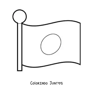 Desenho para colorir da bandeira do Japão tremulando