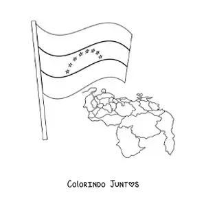Desenho para colorir da bandeira da Venezuela com mapa