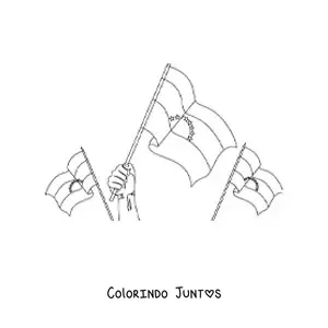 Desenho para colorir de bandeiras da Venezuela tremulando