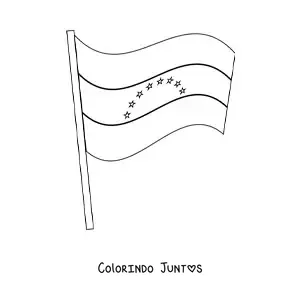 Desenho para colorir da bandeira da Venezuela tremulando em um mastro