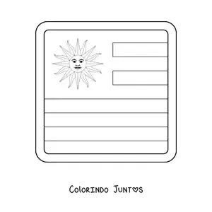 Desenho para colorir de emoji de bandeira do Uruguai quadrada