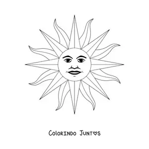 Desenho para colorir do sol da bandeira do Uruguai