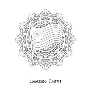 Desenho para colorir de bandeira do Uruguai com mandala