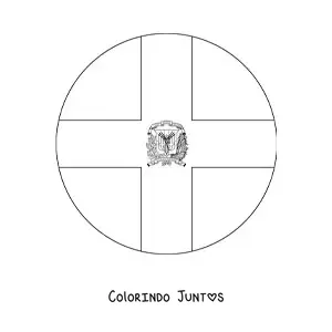 Desenho para colorir de emoji de bandeira da Republica Dominicana redonda