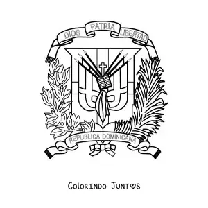 Desenho para colorir do brasao da bandeira da Republica Dominicana