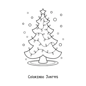 Desenho para colorir de uma arvore de Natal com luzes