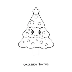 Desenho para colorir de uma arvorezinha de Natal kawaii