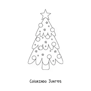 Desenho para colorir de uma arvorezinha de Natal simples decorada