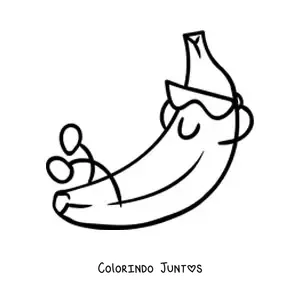 Desenho para colorir de uma banana animada descansando com óculos de sol