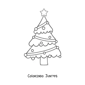 Desenho para colorir de uma arvore de Natal grande com enfeite em zigue-zague