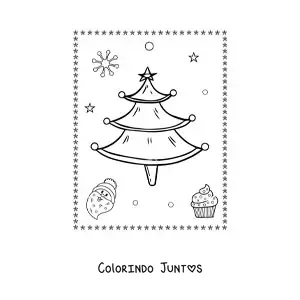 Desenho para colorir de uma arvorezinha de Natal sem enfeites