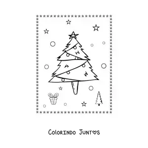 Desenho para colorir de uma arvorezinha de Natal com enfeite em zigue-zague