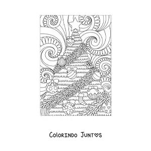 Desenho para colorir de uma arvorezinha de Natal estilo zentangle