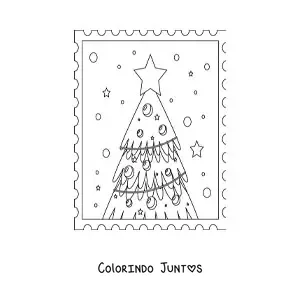 Desenho para colorir de uma arvorezinha de Natal com estrelas