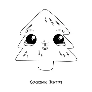 Desenho para colorir de uma arvorezinha de Natal kawaii