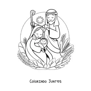 Desenho para colorir de um presepio de Natal bonito