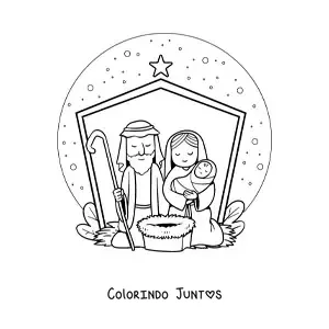 Desenho para colorir de uma manjedoura de Natal