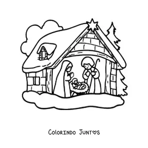 Desenho para colorir da manjedoura onde Jesus nasceu