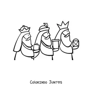 Desenho para colorir dos Reis Magos com presentes