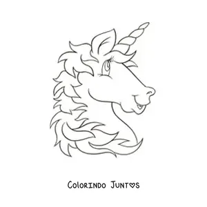 Desenho para colorir da cabeça de um unicórnio animado
