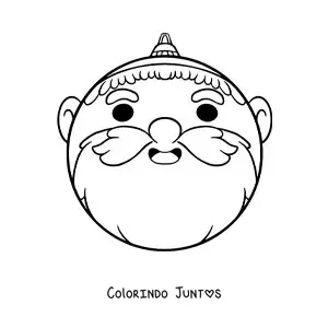 Desenho para colorir de bola de Natal kawaii em forma de Papai Noel