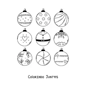 Desenho para colorir de bolas de Natal decoradas