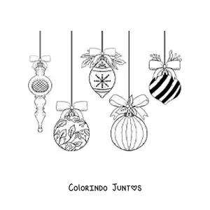 Desenho para colorir de enfeites de Natal grandes pendurados